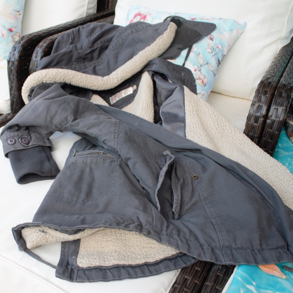 Denim Blue Sherpa lining Coat, Sz S